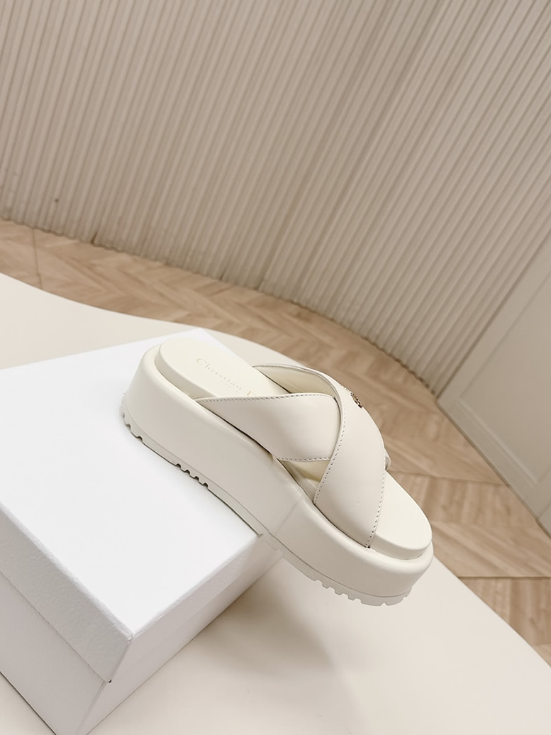 ディオール シグネチャー ラムスキン プラットフォーム ミュール オフホワイト shoes183 - 画像 (7)