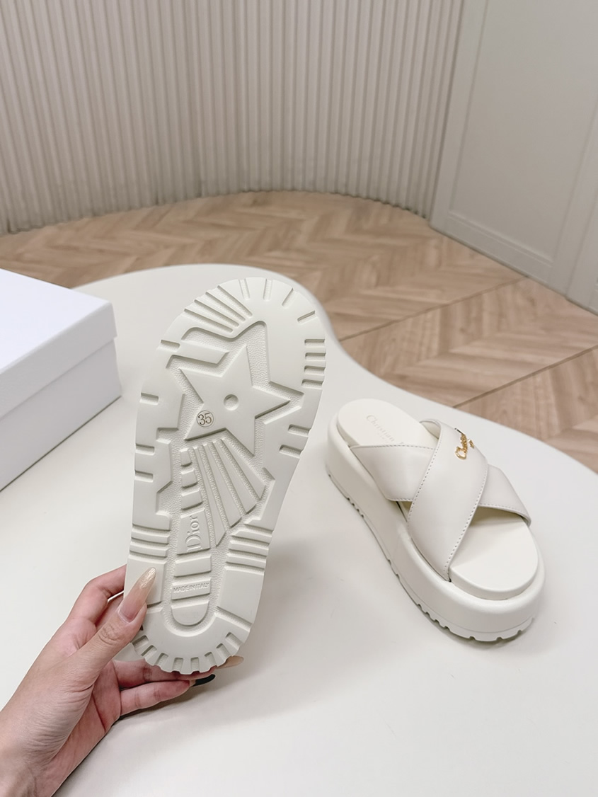 ディオール シグネチャー ラムスキン プラットフォーム ミュール オフホワイト shoes183 - 画像 (8)