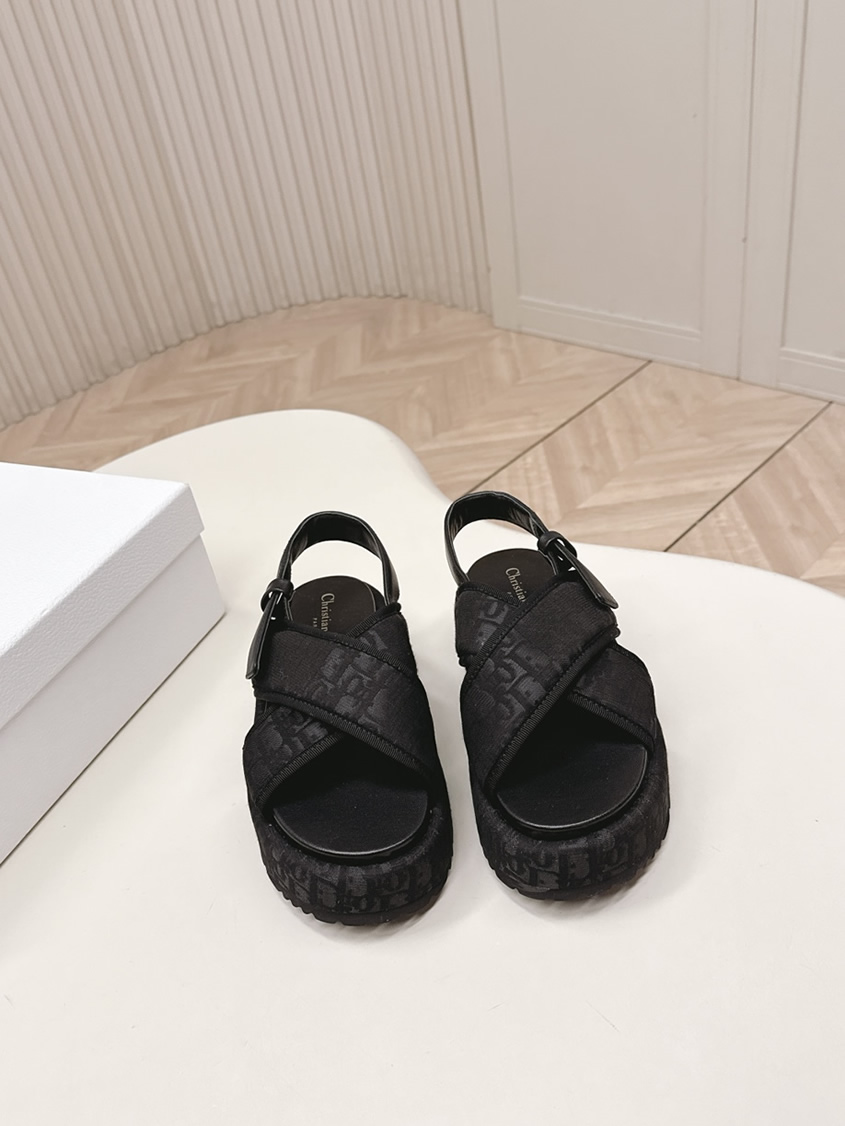 ディオール オブリーク ジャカード プラットフォーム サンダル ブラック shoes184 - 画像 (2)