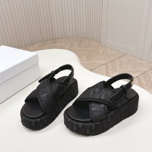 ディオール オブリーク ジャカード プラットフォーム サンダル ブラック shoes184