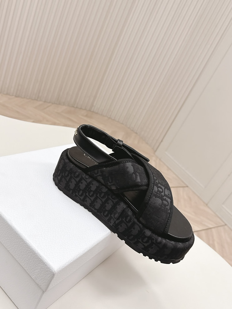 ディオール オブリーク ジャカード プラットフォーム サンダル ブラック shoes184 - 画像 (4)