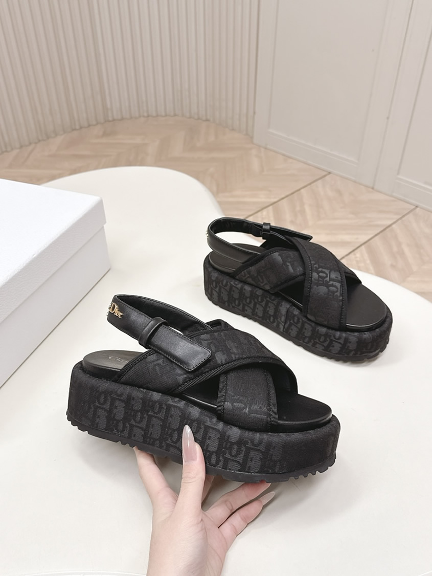 ディオール オブリーク ジャカード プラットフォーム サンダル ブラック shoes184 - 画像 (5)