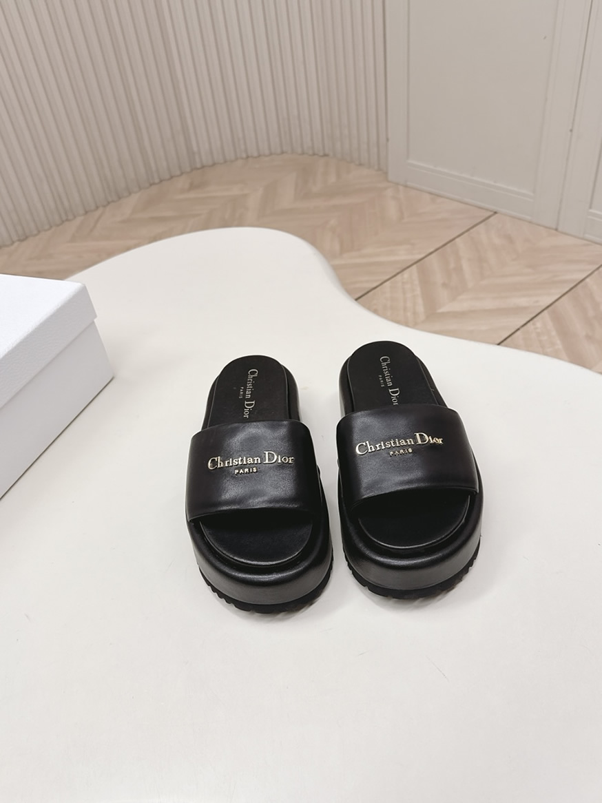 ディオール シグネチャー ラムスキン プラットフォーム ミュール ブラック shoes185 - 画像 (2)