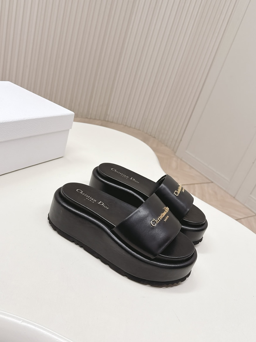 ディオール シグネチャー ラムスキン プラットフォーム ミュール ブラック shoes185 - 画像 (3)