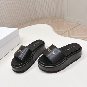ディオール シグネチャー ラムスキン プラットフォーム ミュール ブラック shoes185