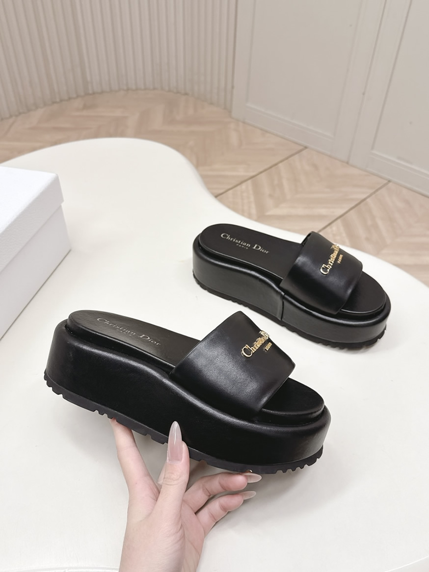 ディオール シグネチャー ラムスキン プラットフォーム ミュール ブラック shoes185 - 画像 (5)