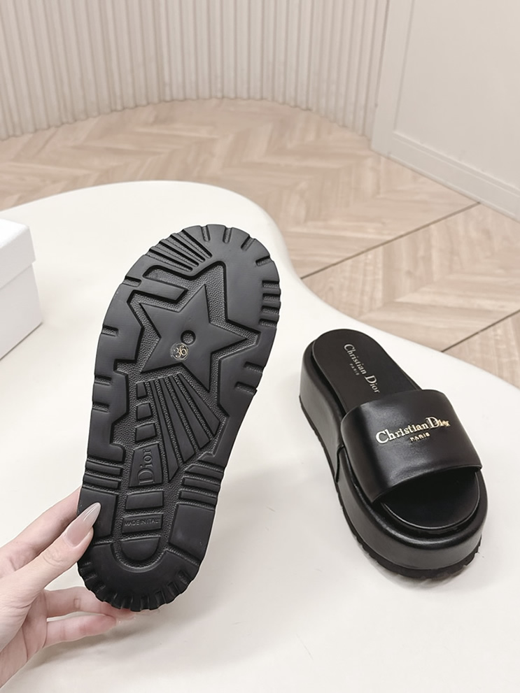 ディオール シグネチャー ラムスキン プラットフォーム ミュール ブラック shoes185 - 画像 (9)