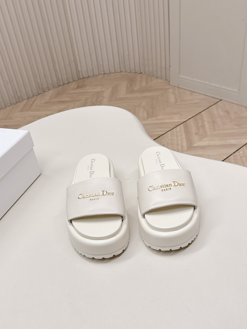 ディオール シグネチャー ラムスキン プラットフォーム ミュール オフホワイト shoes186 - 画像 (2)