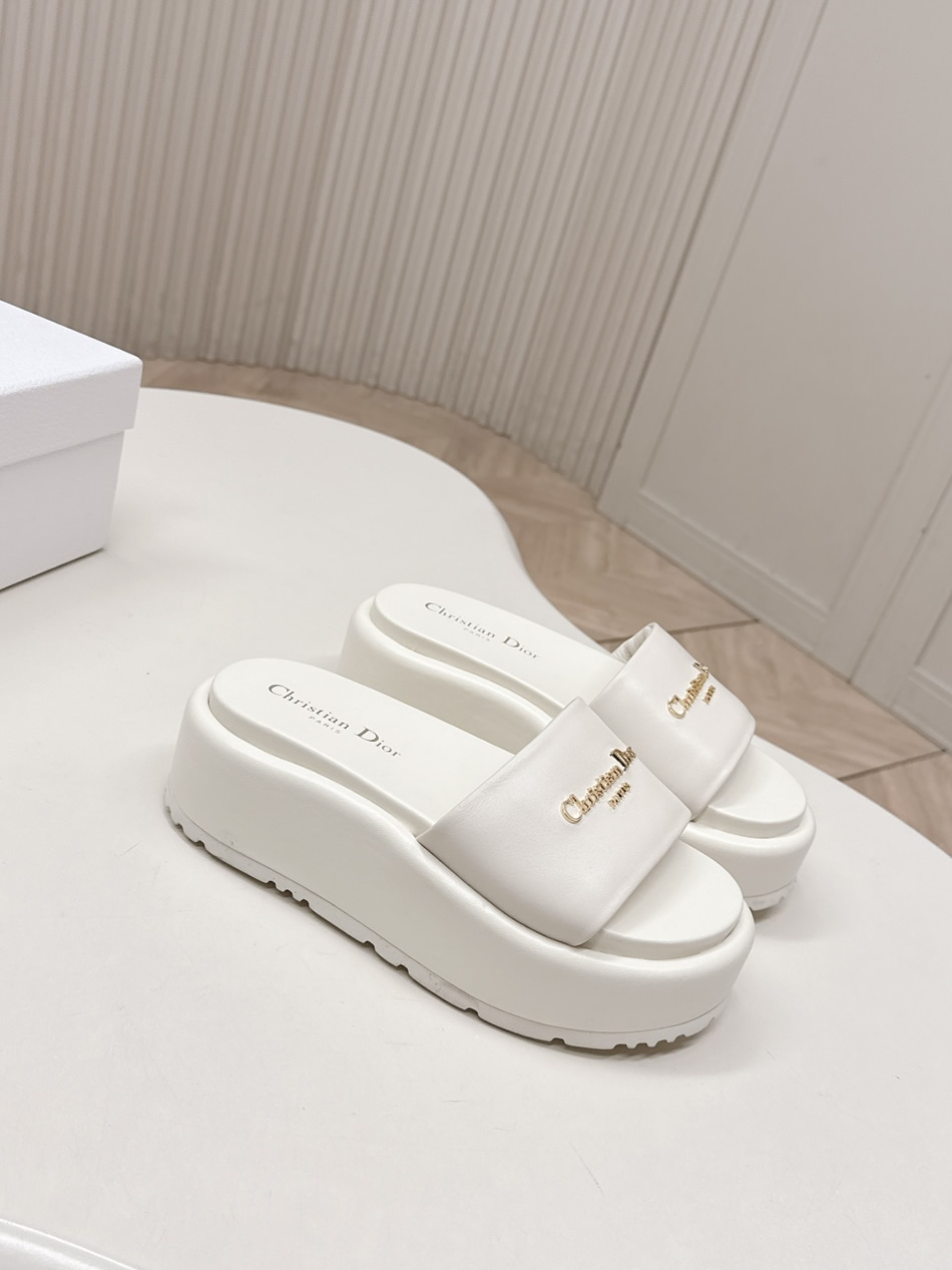 ディオール シグネチャー ラムスキン プラットフォーム ミュール オフホワイト shoes186 - 画像 (3)
