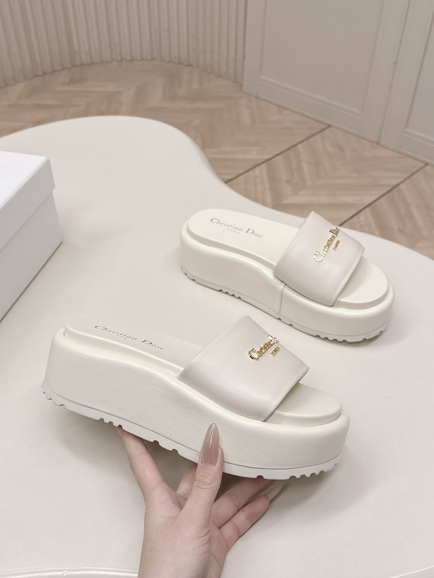 ディオール シグネチャー ラムスキン プラットフォーム ミュール オフホワイト shoes186 - 画像 (5)