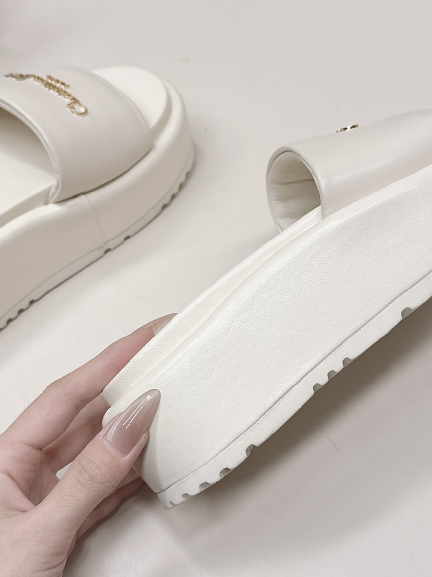 ディオール シグネチャー ラムスキン プラットフォーム ミュール オフホワイト shoes186 - 画像 (7)