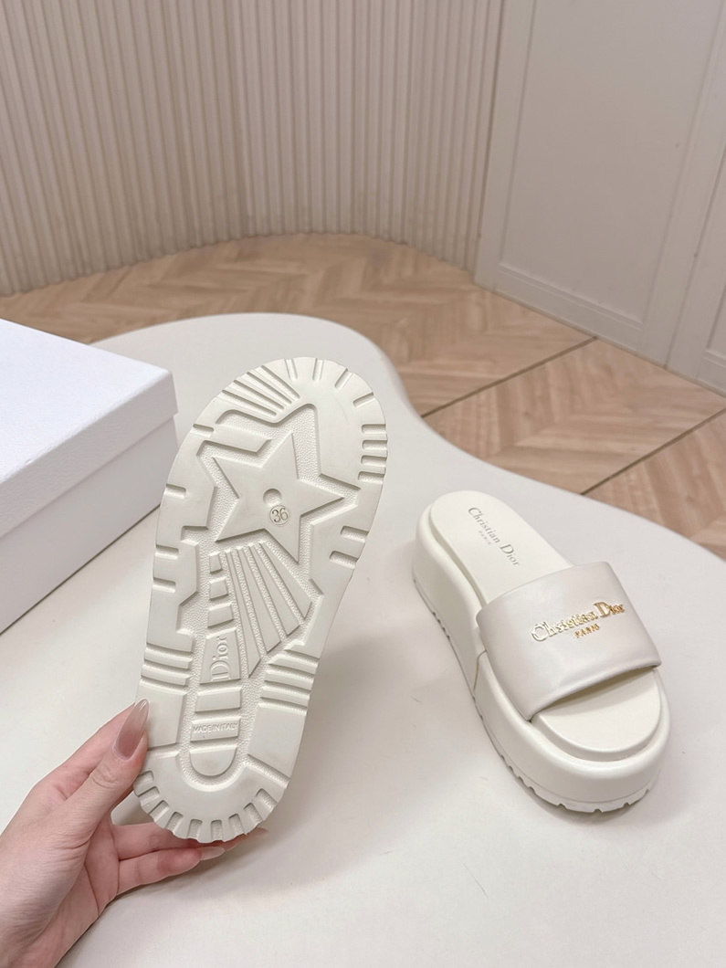 ディオール シグネチャー ラムスキン プラットフォーム ミュール オフホワイト shoes186 - 画像 (9)