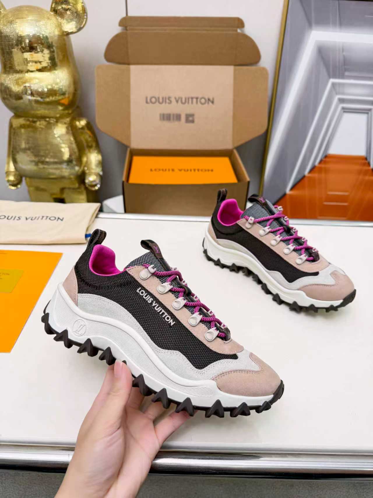 ルイ・ヴィトン LV ラッシュ ライン テクニカル メッシュ スニーカー ヌード shoes192 - 画像 (2)