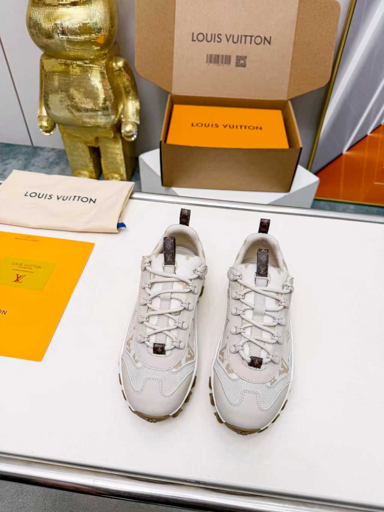 ルイ・ヴィトン LV ラッシュ ライン モノグラム キャンバス スニーカー ベージュ shoes194 - 画像 (5)