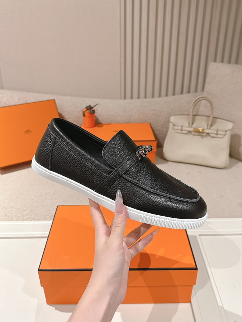 エルメス デスタン グレインド カーフスキン モカシン ブラック shoes195 - 画像 (5)