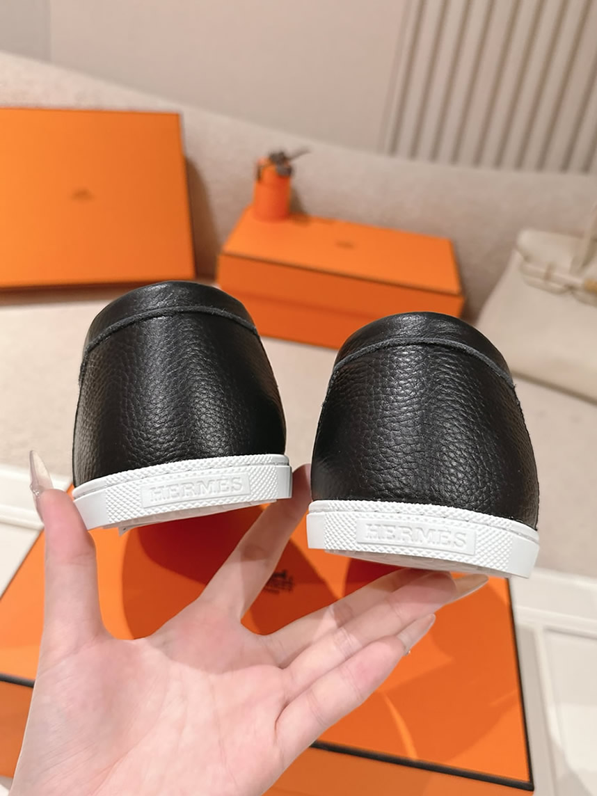 エルメス デスタン グレインド カーフスキン モカシン ブラック shoes195 - 画像 (8)