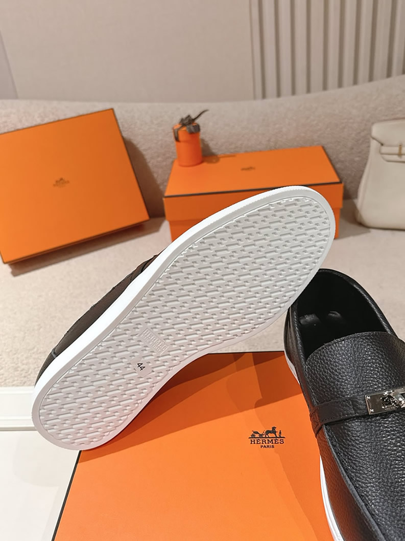 エルメス デスタン グレインド カーフスキン モカシン ブラック shoes195 - 画像 (9)