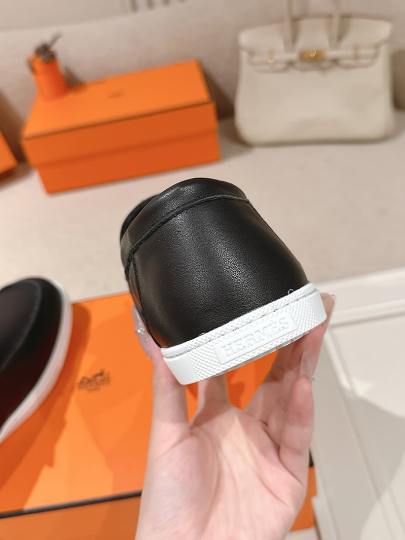 エルメス デスタン スムース カーフスキン モカシン ソーブラック shoes196 - 画像 (8)