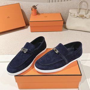 エルメス デスタン スエード カーフスキン モカシン マリーヌ shoes197