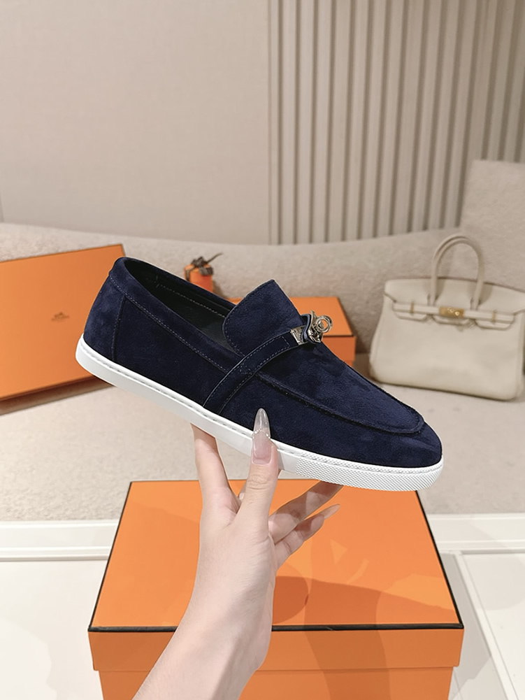 エルメス デスタン スエード カーフスキン モカシン マリーヌ shoes197 - 画像 (5)