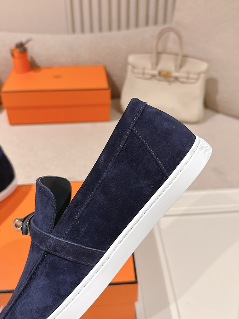 エルメス デスタン スエード カーフスキン モカシン マリーヌ shoes197 - 画像 (7)