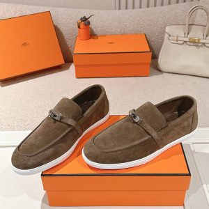 エルメス デスタン スエード カーフスキン モカシン エトゥープ shoes198