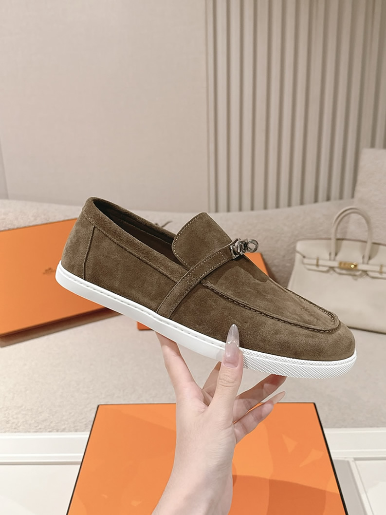 エルメス デスタン スエード カーフスキン モカシン エトゥープ shoes198 - 画像 (5)