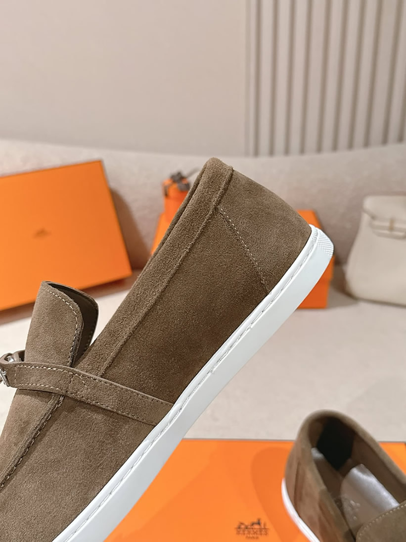 エルメス デスタン スエード カーフスキン モカシン エトゥープ shoes198 - 画像 (6)