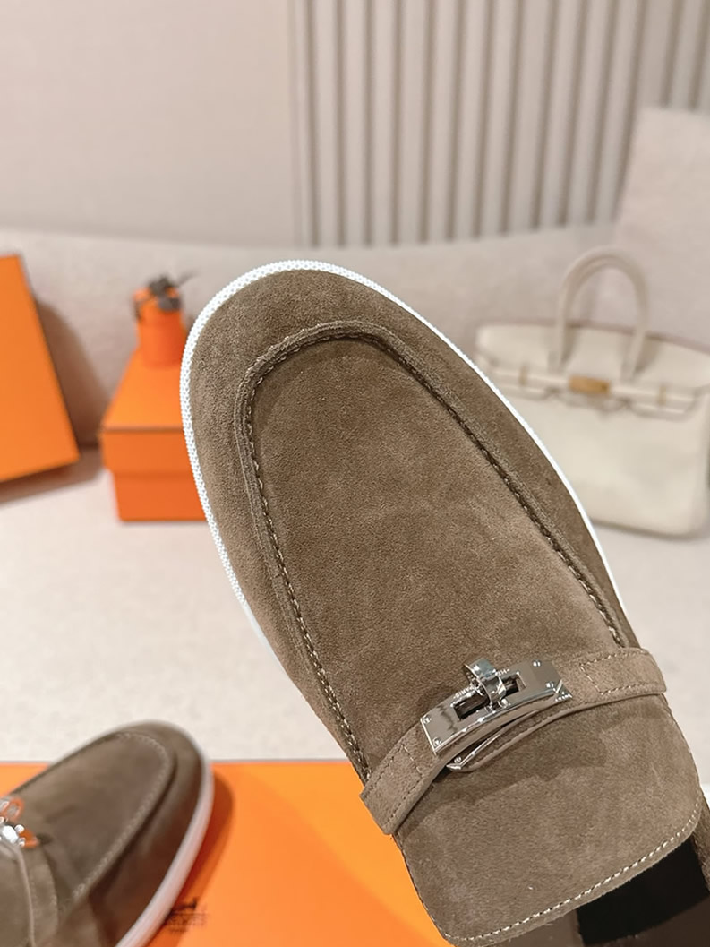 エルメス デスタン スエード カーフスキン モカシン エトゥープ shoes198 - 画像 (7)