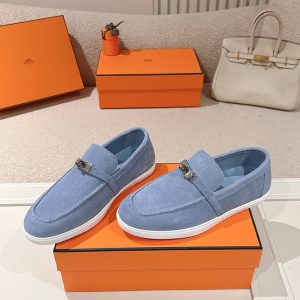 エルメス デスタン スエード カーフスキン モカシン ブルー shoes199