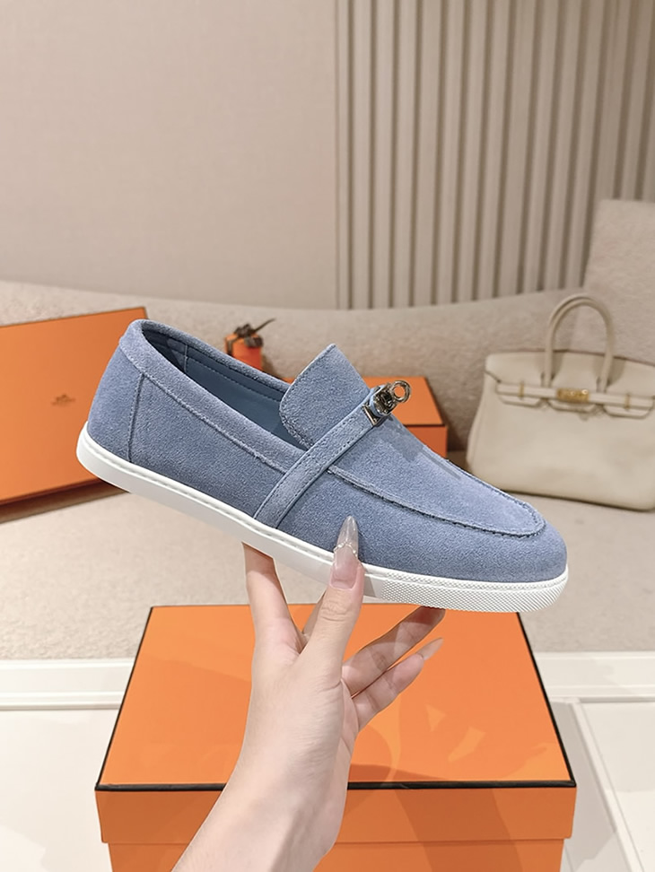 エルメス デスタン スエード カーフスキン モカシン ブルー shoes199 - 画像 (5)