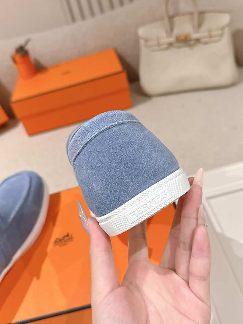 エルメス デスタン スエード カーフスキン モカシン ブルー shoes199 - 画像 (8)