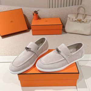 エルメス デスタン スエード カーフスキン モカシン グリ shoes200