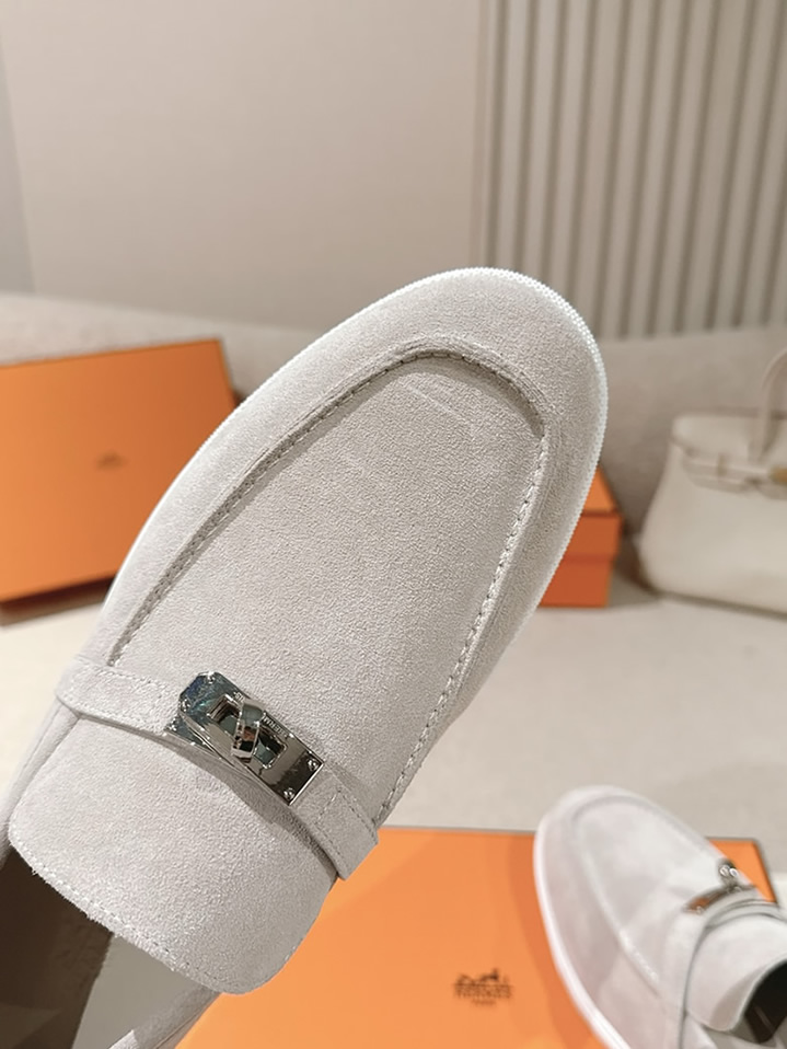 エルメス デスタン スエード カーフスキン モカシン グリ shoes200 - 画像 (6)