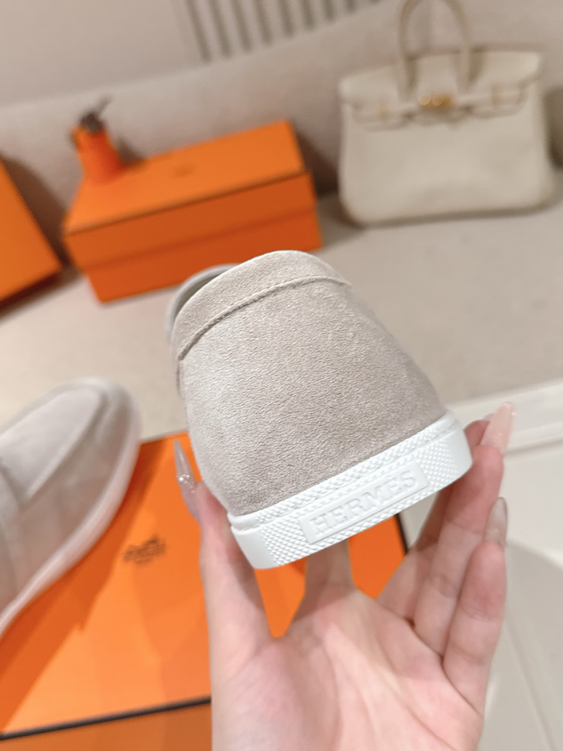 エルメス デスタン スエード カーフスキン モカシン グリ shoes200 - 画像 (7)