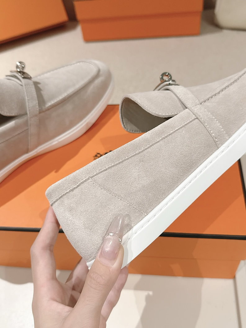 エルメス デスタン スエード カーフスキン モカシン グリ shoes200 - 画像 (8)