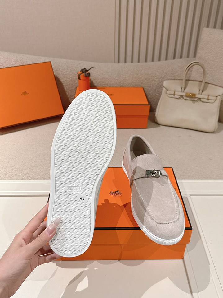 エルメス デスタン スエード カーフスキン モカシン グリ shoes200 - 画像 (9)