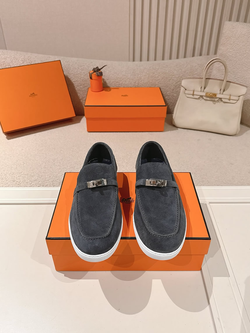エルメス デスタン スエード カーフスキン モカシン アントラシット shoes201 - 画像 (2)