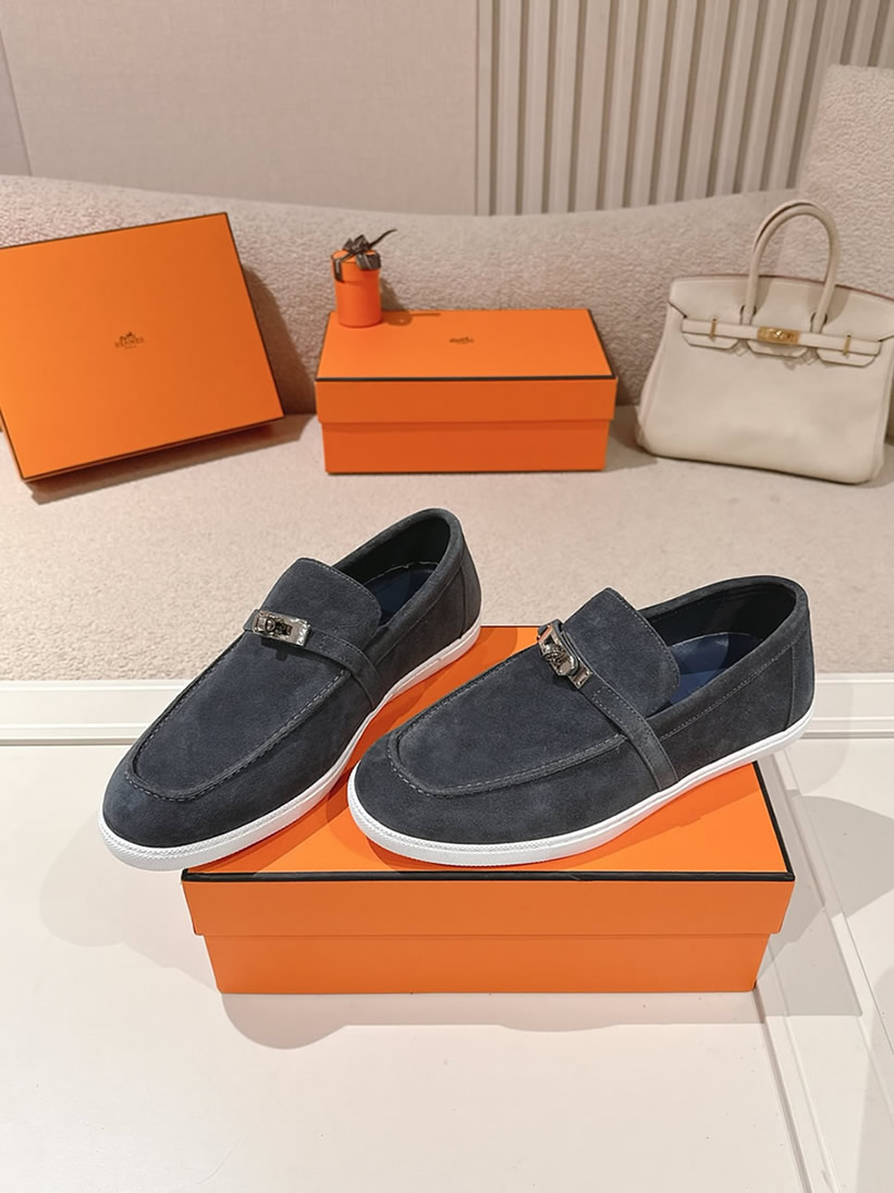 エルメス デスタン スエード カーフスキン モカシン アントラシット shoes201