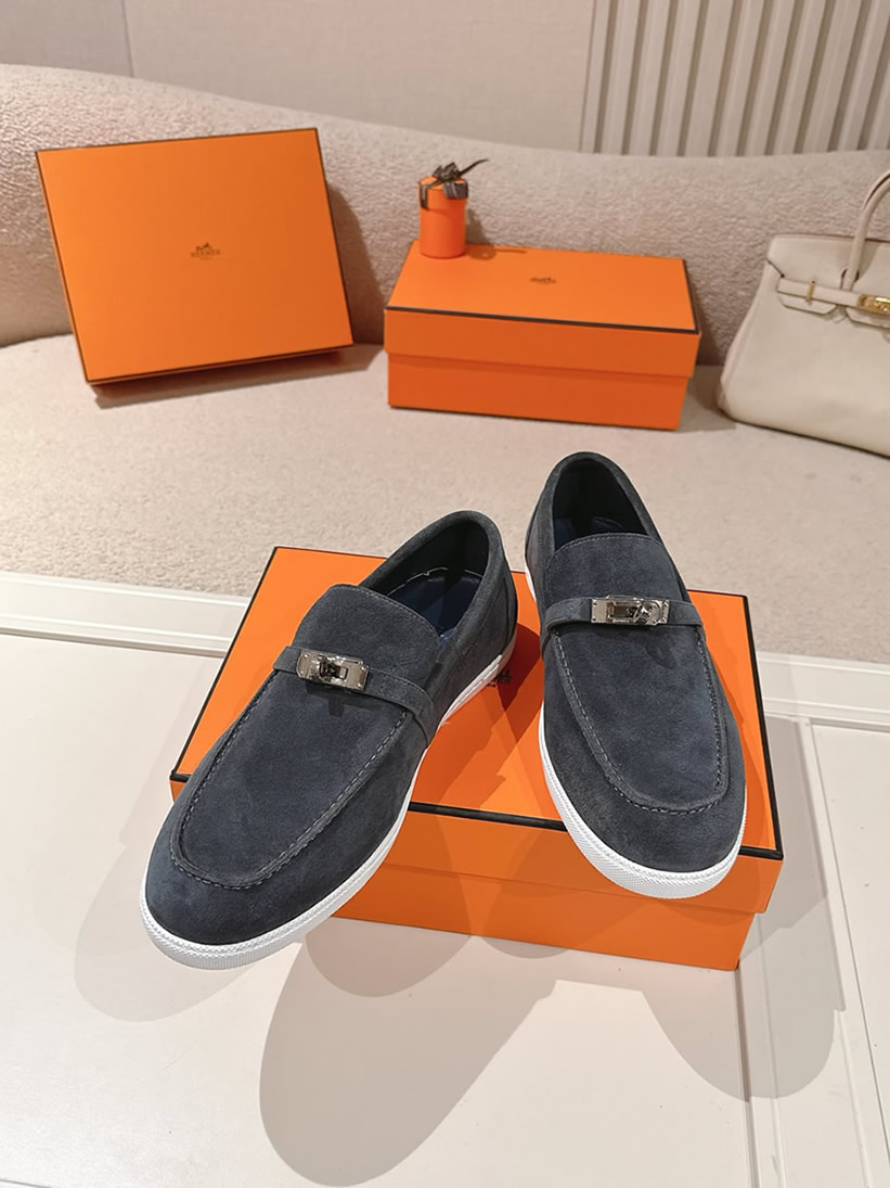 エルメス デスタン スエード カーフスキン モカシン アントラシット shoes201 - 画像 (4)