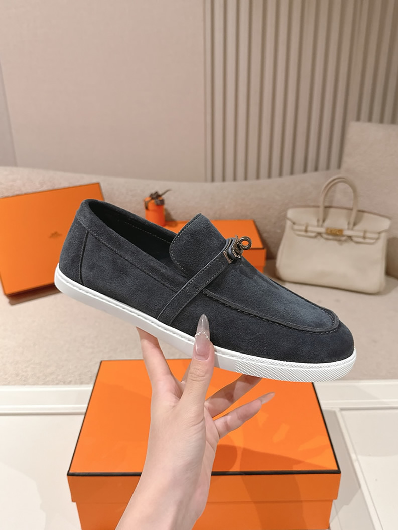 エルメス デスタン スエード カーフスキン モカシン アントラシット shoes201 - 画像 (5)