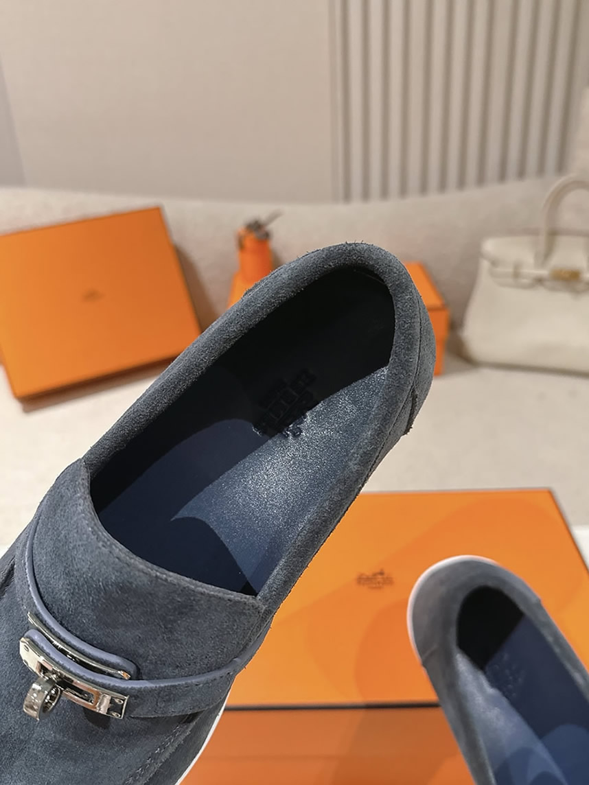 エルメス デスタン スエード カーフスキン モカシン アントラシット shoes201 - 画像 (6)