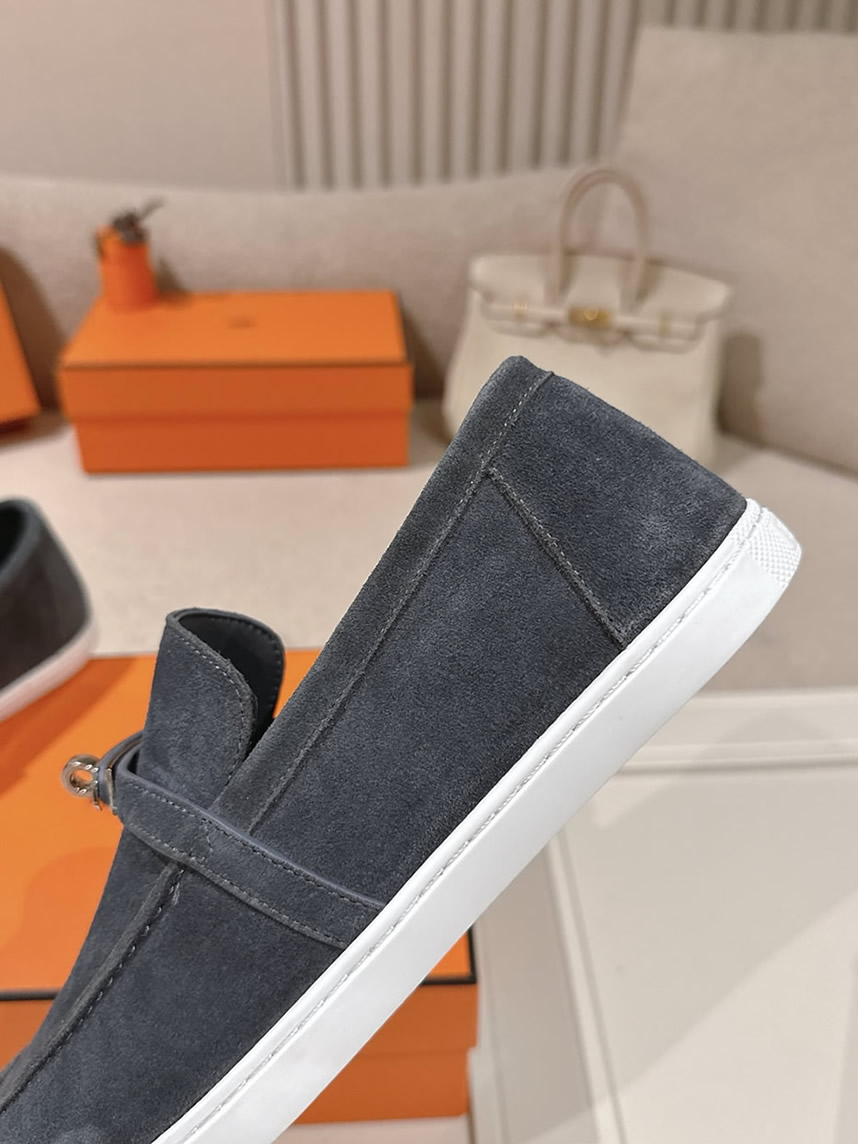エルメス デスタン スエード カーフスキン モカシン アントラシット shoes201 - 画像 (7)