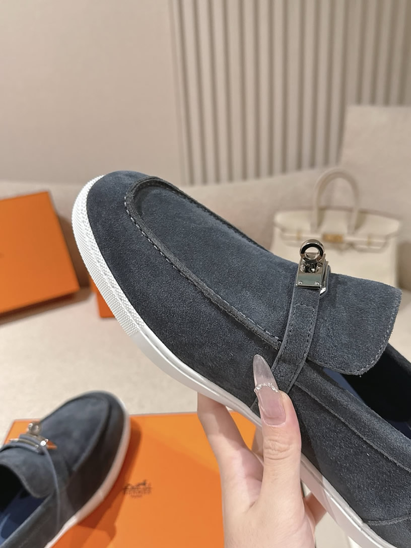 エルメス デスタン スエード カーフスキン モカシン アントラシット shoes201 - 画像 (8)