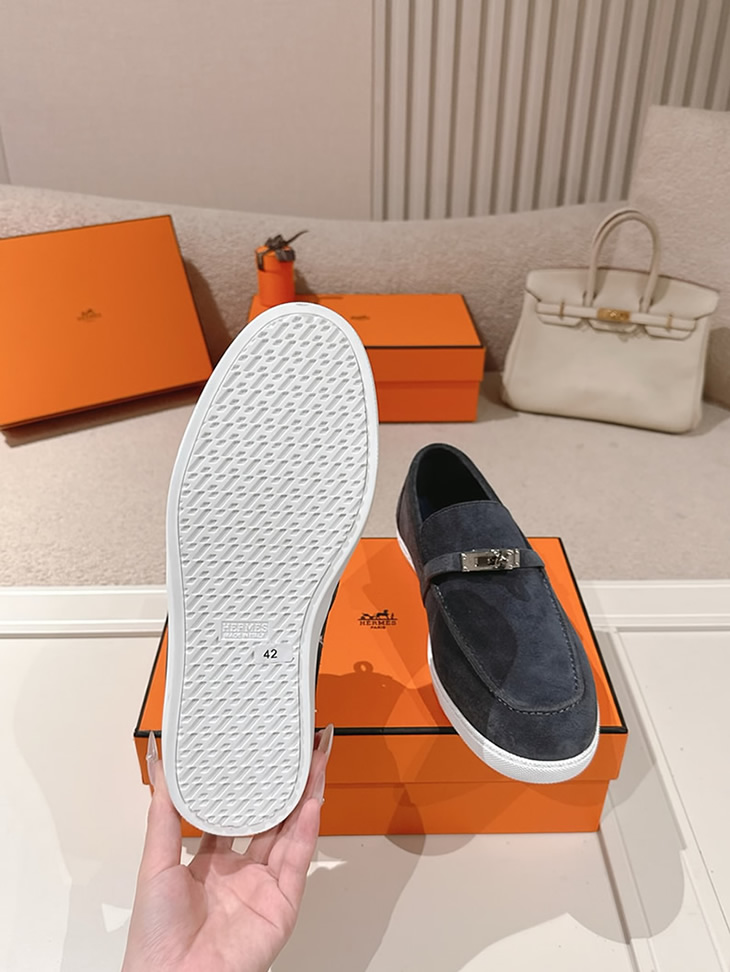 エルメス デスタン スエード カーフスキン モカシン アントラシット shoes201 - 画像 (9)