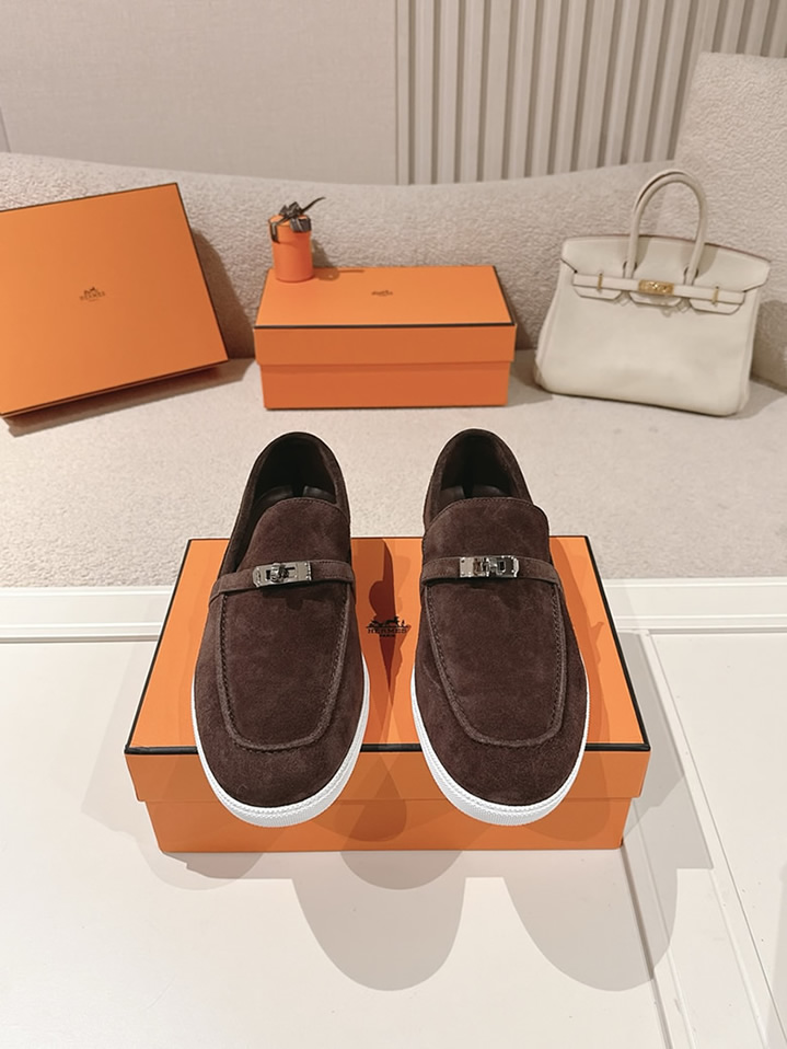 エルメス デスタン スエード カーフスキン モカシン ショコラ shoes202 - 画像 (2)