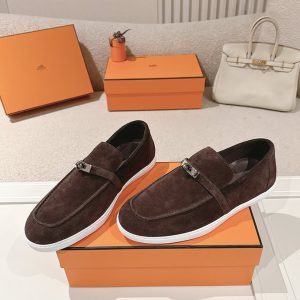 エルメス デスタン スエード カーフスキン モカシン ショコラ shoes202