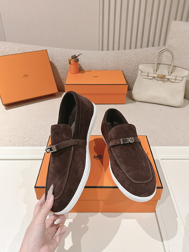 エルメス デスタン スエード カーフスキン モカシン ショコラ shoes202 - 画像 (3)