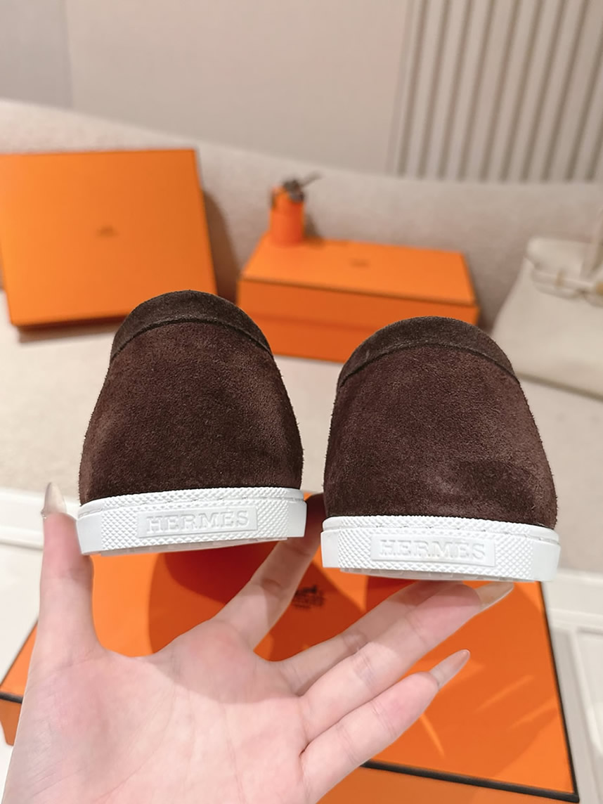 エルメス デスタン スエード カーフスキン モカシン ショコラ shoes202 - 画像 (7)