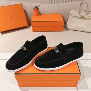 エルメス デスタン スエード カーフスキン モカシン ノワール shoes203